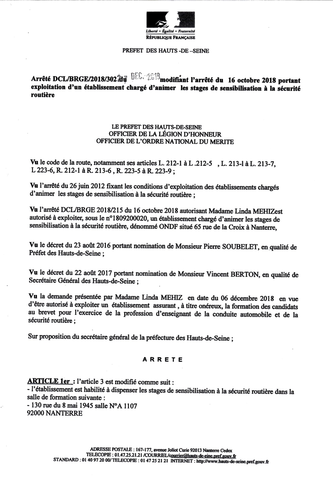 Stages de récupération de points à NANTERRE